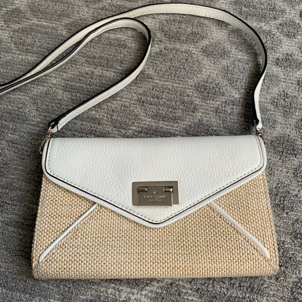 Kate Spade Leather Raffia Crossbody Bag